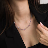 Colar duplo em prata 925 com cristais borboleta violeta