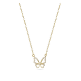 Fio com pendente borboleta banhado a ouro com zircónias