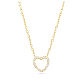 Fio com pendente banhado a ouro com zircónia e coração