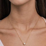 Fio com pendente banhado a ouro com zircónia