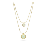 Colar duplo banhado a ouro com pendentes de cristal verde