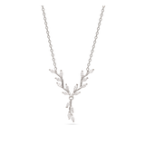 Fio com pendente folha em prata 925 com zircónias