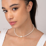 Colar choker, Banhado a Ouro, Pérola cultivada