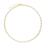 Colar choker banhado a ouro com pérolas