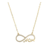 Fio com pendente "MOM" infinito banhado a ouro com zircónias