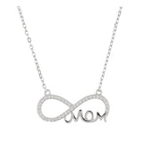 Fio com pendente "MOM" infinito em prata 925 com zircónias