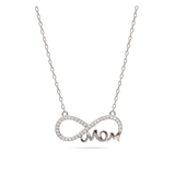 Fio com pendente "MOM" infinito em prata 925 com zircónias