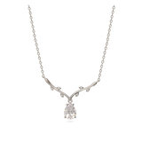 Fio com pendente folhas em prata 925 com zircónias
