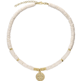 Fio com pendente banhado a ouro com madrepérola