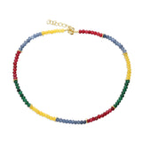 Colar choker banhado a ouro com jadeíte colorido