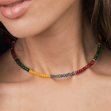 Colar choker banhado a ouro com jadeíte colorido