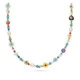 Colar de pedras banhado a ouro com pérolas e cristais
