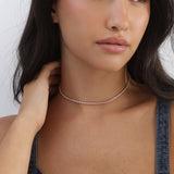 Choker ténis banhado a ouro rosa com zircónias