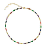Colar de tenis banhado a ouro com zircónia e vidro cristal
