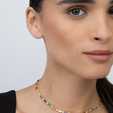 Colar de tenis banhado a ouro com zircónia e vidro cristal