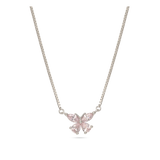 Fio com pendente borboleta em prata 925 com zircónias rosa
