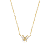 Fio com pendente borboleta banhado a ouro com zircónia
