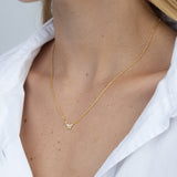 Fio com pendente borboleta banhado a ouro com zircónia