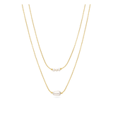 Colar duplo banhado a ouro com pérolas