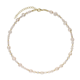 Colar choker banhado a ouro com pérolas e madrepérolas