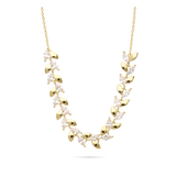 Colar banhado a ouro com zircónias e folhas