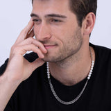 Colar masculino em aço inoxidável com pérola