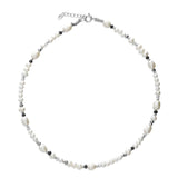 Colar choker em prata 925 com pérolas e cristais
