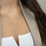 Fio com pendente banhado a ouro com zircónia