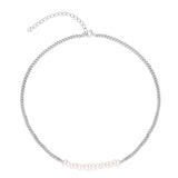 Colar choker em prata 925 com pérolas