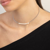 Colar choker em prata 925 com pérolas