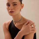 Colar choker tenis em prata de lei 925 com zircónias