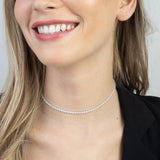 Colar choker tenis em prata de lei 925 com zircónias