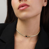 Colar choker, Banhado a Ouro, Vidro cristal