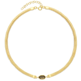 Colar choker banhado a ouro com cristal castanho