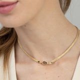 Colar choker banhado a ouro com cristal castanho