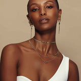 Colar choker banhado a ouro com cristal castanho