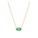 Fio com pendente banhado a ouro com cristal verde