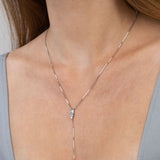 Colar comprido em prata 925 com zircónia azul céu