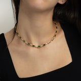 Colar choker banhado a ouro com zircónia