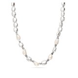 Colar de pedra em prata 925 com pérola e hematite