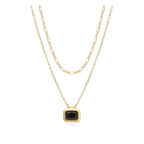 Colar duplo banhado a ouro com zircónia preto