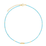 Colar choker banhado a ouro com Iolita azul céu