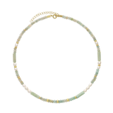 Colar choker, Colar de pedra, Banhado a Ouro, Pérola cultivada, Amazonita de cultivo