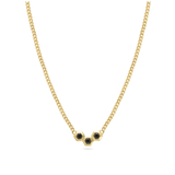 Fio com pendente banhado a ouro com zircónias pretas