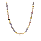 Colar de pedras coloridas banhado a ouro com quartzo turquesa e sodalita