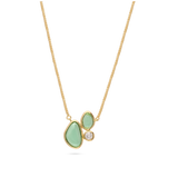 Fio com pendente banhado a ouro com zircónia e cristal verde