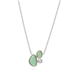 Fio com pendente em prata 925 com zircónia e cristal verde