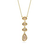 Fio com pendente banhado a ouro com vidro cristal castanho