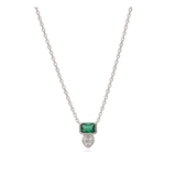 Fio com pendente coração em prata 925 com zircónias verde