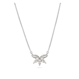 Fio com pendente flor em prata de lei 925 com zircónias